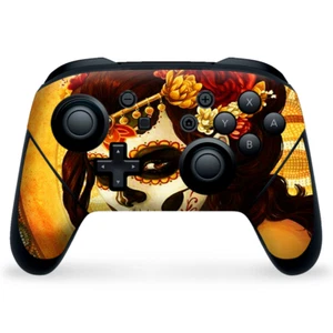 Nintendo Switch Pro Controller Skin Decal Vinyl Wrap - Skull Dia de Los Muertos - Picture 1 of 2