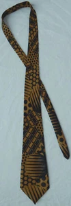 Hand Made Black / Brown Geometric Neck Tie - Vtg Christian Armand Polyester - Picture 1 of 5