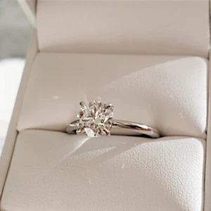 IGI Lab Grown Solitaire Diamond Wedding Ring 1.50 Ct Round Cut 950 Platinum - Picture 1 of 8