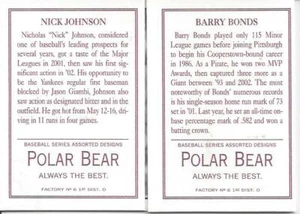 2003 Topps T205 Triple Folder Polar Bear Pictures Inside Nick Johnson B Bonds 44 - Picture 1 of 2