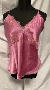 Canotta top seta pizzo pink shirt tg L rosa antico 157 - Foto 1 di 4