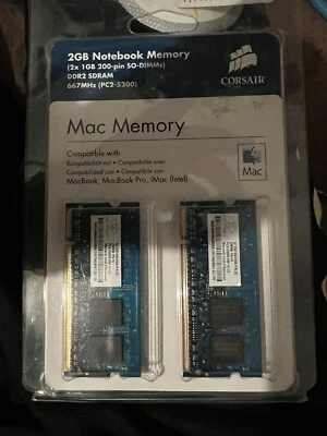 Corsair 2x 1 GB 200 PinSO-DIMM DDR2 SDRAM Memory (VSA2GSDSKIT667D2G) - Image 1 of 2