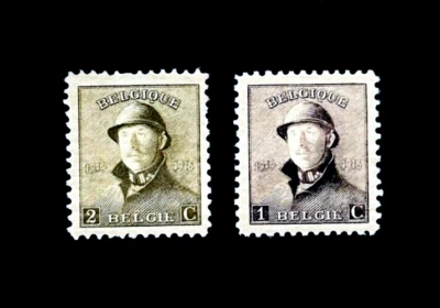 Lote de estampillas BÉLGICA - 1920 casco militar rey Alberto I Sn 124.125 como nuevo OG H r27 Foto 1 de 2