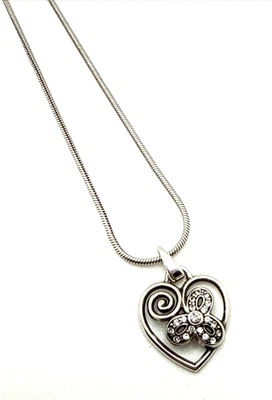 Brighton CUPID'S GARDEN Heart Pendant Necklace Silver Plated Retired 16" to 18" - Image 1 of 4