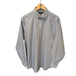 Tommy Hilfiger Men’s Long Sleeve Shirt – Size 16 / 34-35 Sleeve – Blue & White - Picture 1 of 3