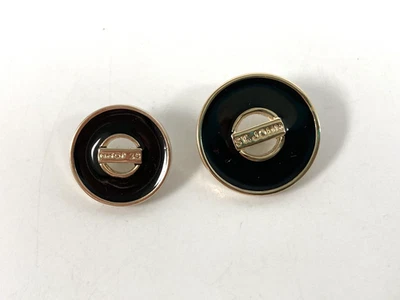 ST JOHN BLACK ENAMEL GOLD TONE ROUND  2 BUTTONS  (1" & 3/4" )REPLACEMENT - Image 1 of 3