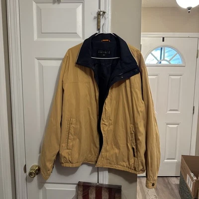 Perry Ellis Men's Portfolio Jacket Tan Soft Shell, Zip Pockets, Lined, XL - Image 1 of 4