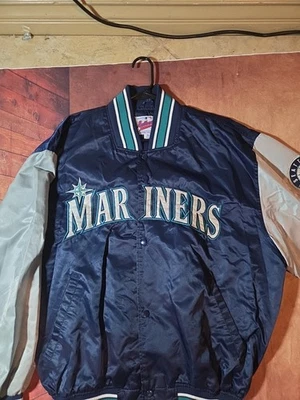 Vintage Starter Seattle Mariners Satin Dugout Jacket (Size XL)  Diamond Starte - Image 1 of 4