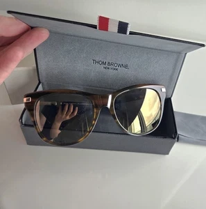 NEU! Thom Browne Sonnenbrille TB-506-BWLT-GLD-56 gestreift braunes Gestell 750 $ - Bild 1 von 7