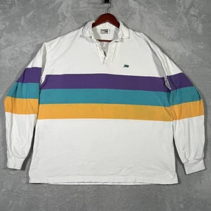 Camisa de Rugby Perlis Para Hombres 2XL Púrpura Verde Dorado Rayas EE. UU. Manga Larga Mardi Gras - Imagen 1 de 12
