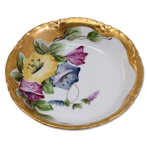 Hutschenreuther Bavarian Hand Painted 5.25" Fruit Berry Bowl Floral w/ Gold 1940 - Picture 1 of 4