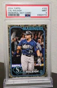 2024 Topps Cal Raleigh #122 Memorial Day Camo 5/25 PSA 9 Mariners - Bild 1 von 5