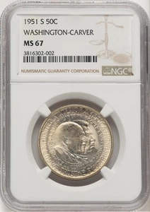 1951-S 50C Washington-Carver Commemorative Silver NGC MS67 (778276031) - Picture 1 of 2