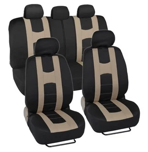 Carxs Rome Sport Seat Covers Sporty Racing Style Stripes Black/Beige - Bild 1 von 3