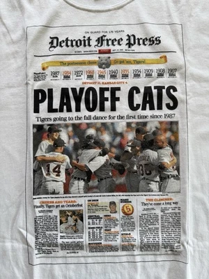 Detroit Tigers Playoff Cats News World Series 2006 Large Shirt Free Press - Image 1 of 4
