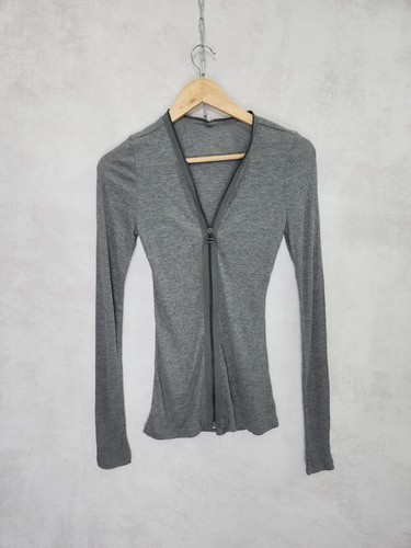 T Alexander Wang grigio modal full zip manica lunga taglia S