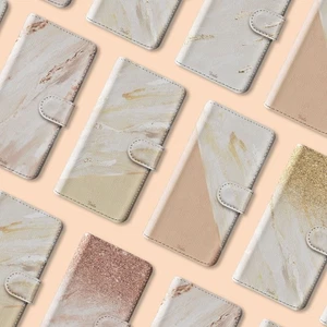 Personalisierte Handyhülle Wallet für iPhone 16 16e 15 14 Pro Max Gold Folie Marmor - Bild 1 von 25