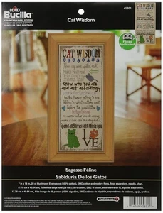 Plaid Bucilla Counted Cross Stitch Kit 7 x 16 inch -Cat Wisdom - FREE DELIVERY - Picture 1 of 5