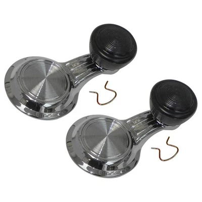 Manijas de ventana de ventilación de puerta con perilla negra incluye clips 1968-72 GM coche camión 2 piezas Foto 1 de 4