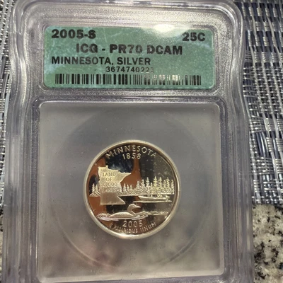 2005 S 25C Silver Minnesota Quarter IGC PR70DCAM PR06 - Image 1 of 2