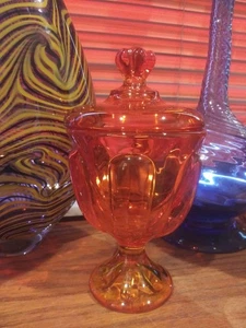 Vintage Viking Glass Persimmon Epic Petal Persimmon Candy Dish MCM - Picture 1 of 7