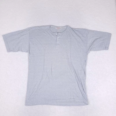 Camiseta McGregor Henley Vintage Años 90 Gris Manga Corta Mezcla Algodón Hombre’s Mediana Foto 1 de 4