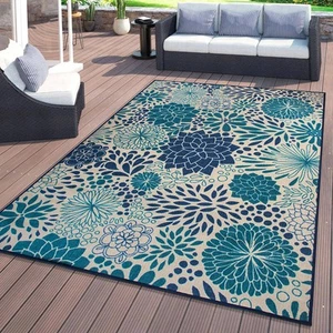 Rugshop Modern Floral Circles Flatweave Indoor Outdoor Rug Patio Rugs Outdoors - Picture 1 of 56