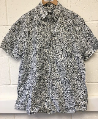 Camisa vintage Jaeger floral/cachemira manga corta abotonada para hombre talla grande Foto 1 de 4