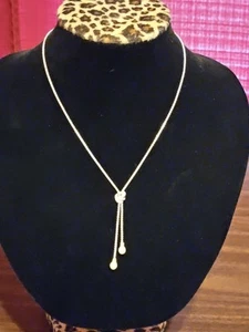 Dyadema 14k White Gold Pedant Sterling Chain Freshwater Pearl Dangle Necklace - Picture 1 of 12