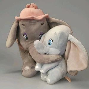 Disney Mrs Jumbo & TY Baby Dumbo 6" Dumbo's Mom 14" Grey Pink Soft Plush - Picture 1 of 12