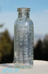 Small antique SWAMP ROOT CURE tiny SAMPLE bottle ULTIMATE QUACK Cure NOT REMEDY - Picture 1 of 2