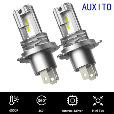 2x H4 9003 Bright LED Headlight Bulbs High Low Beam Conversion Kit 6500k Fanless - Image 1 of 4