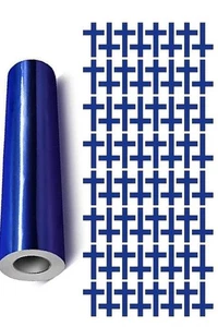 Cross Stickers Chrome Blue 1" Religious Envelope Seals Church DC31 - Picture 1 of 1