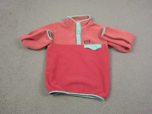 Patagonia Sweater Youth Girls Pink Medium Snap-T Synchilla Fleece Pullover - Picture 1 of 12
