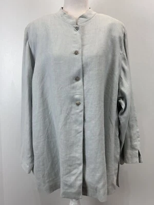 Jaqueta Linda Allard Ellen Tracy 100% Linho Tamanho 22 Plus Feminina Cinza Azul LEIA - Imagem 1 de 4