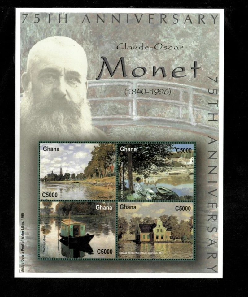 Ghana 2001 - Arte de Claude Monet - Hoja de 4 estampillas - Scott #2246 - MNH Foto 1 de 1