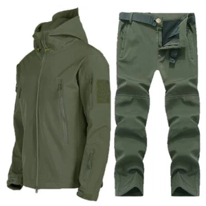 Tactical Tracksuit Jackets Pants Set Hiking Military Fleece Waterproof Warm Suit - Picture 1 of 30