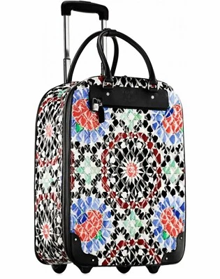 Bolso trolley Chanel 2015 París Dubai logotipo equipaje de mano ribete de cuero raro Foto 1 de 4