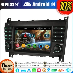 8-Kern DAB+64GB Android 14 Autoradio GPS Navi für Mercedes C/CLK/CLC Klasse W203 - Bild 1 von 24