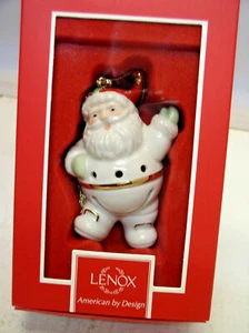 LENOX JINGLE BELLY SANTA CHRISTMAS TREE ORNAMENT Ivory Porcelain - Picture 1 of 3