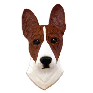 Basenji Head Plaque Figurine Brindle/White - Picture 1 of 1