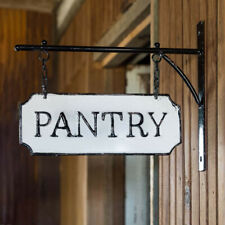 Vintage Style Shabby Rustic wall Hanging Metal Pantry Sign With Hanging Bar