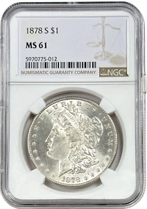 1878 S San Francisco Morgan Silver Dollar $1 Coin NGC MS 61 - Picture 1 of 2
