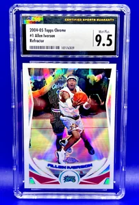 2004-05 Topps Chrome #1 Allen Iverson Refractor CSG 9.5 MINT+ POP 1 - Picture 1 of 5