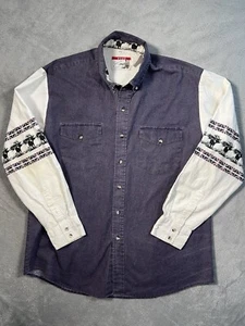 Vintage Pure Country Mens XL Western Colorblock Cowboy Long Sleeve Elk Shirt - Picture 1 of 14