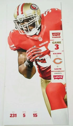 2014 1st Game Levi's San Francisco 49ers Chicago Bears Football Full Ticket Stub Cover