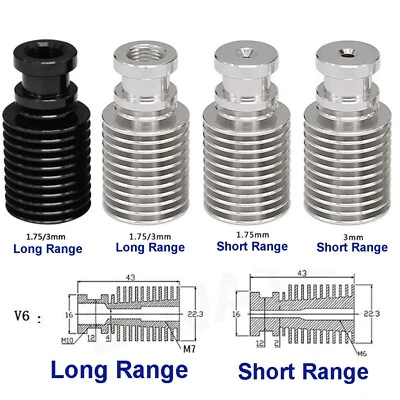 V6 Extruder Metal Heat Sink For 1.75/3mm Fit For V6 3D Printer Tools - Image 1 of 4