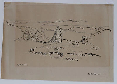 SYBIL DAVIS EMERSON DRAWING, "FISHERMEN, PROVINCETOWN" - Image 1 of 4