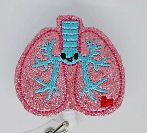 Lungs Badge Reel ID Holder Nurse Doctor Telemetry ER RT Respiratory Therapist - Picture 1 of 2
