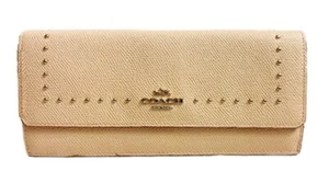 NWT Coach Edge Studs Soft Wallet in Crossgrain Leather APRICOT 52772 GOLDEN HWRE - Picture 1 of 5